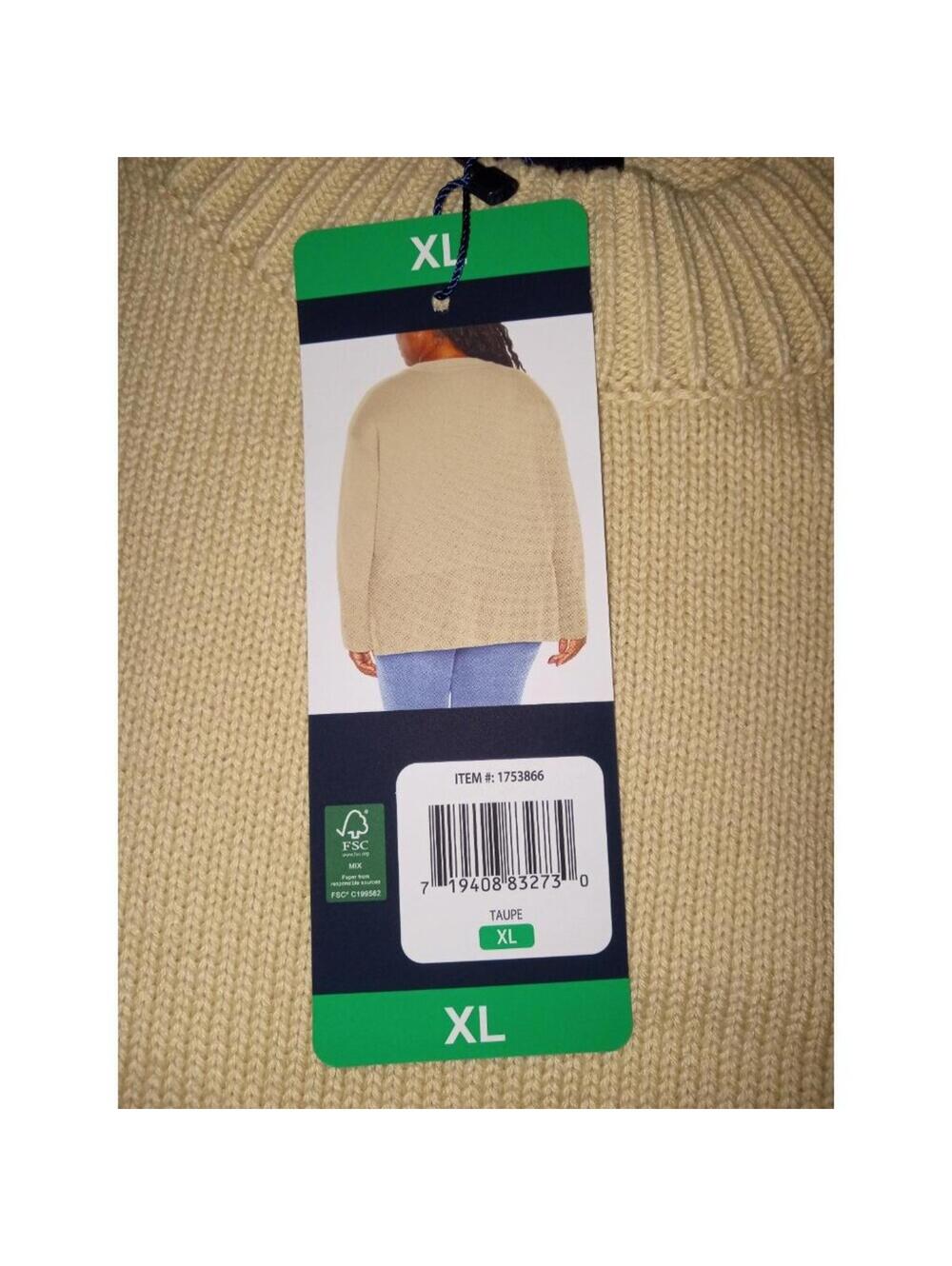 Gap Crew Neck Taupe Sweater Women's Size XL Long Sleeves New with Tags - Picture 2 of 6
